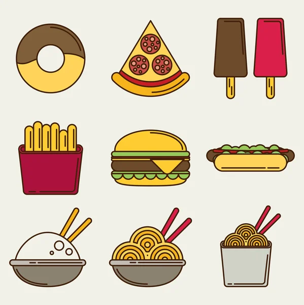 Fast Food pictogrammen — Stockvector