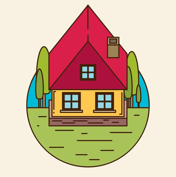 Platt hus ikon — Stock vektor