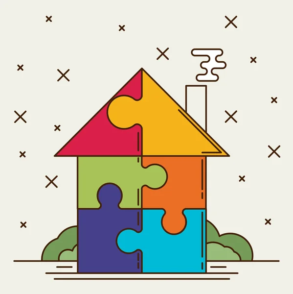 Icona della casa di puzzle — Vettoriale Stock