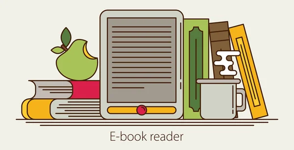 Lector de libros electrónicos y educación moderna — Vector de stock