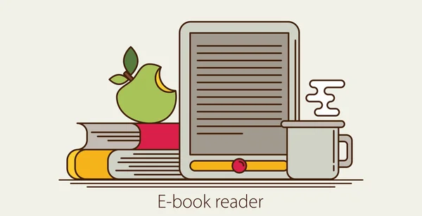 Leitor de e-book e educação moderna —  Vetores de Stock