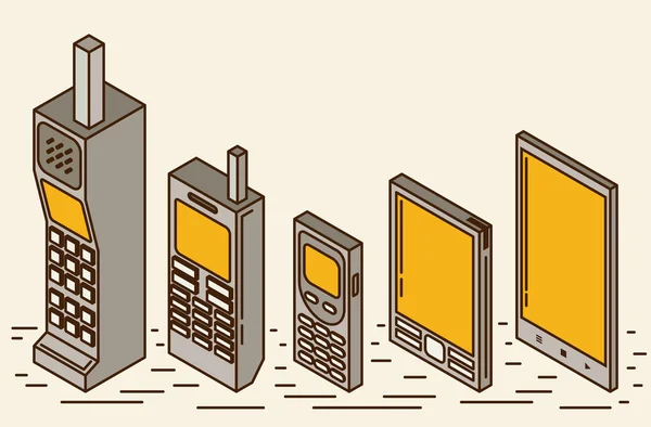 Стільниковий телефон еволюції — стоковий вектор