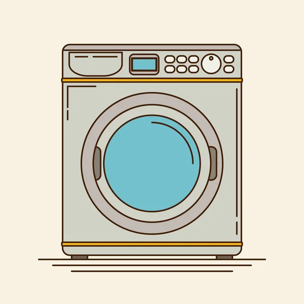 Máquina de lavar roupa em estilo plano — Vetor de Stock