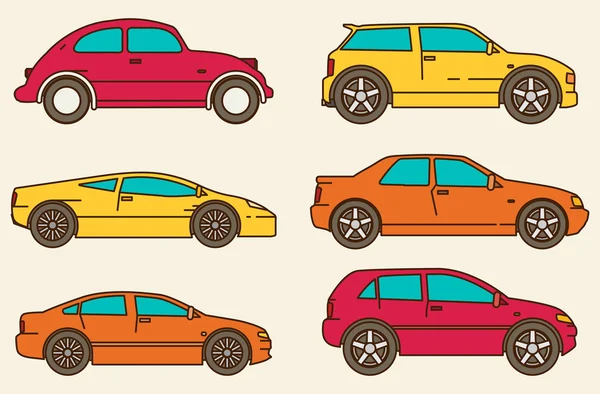 Coches listos. Estilo de diseño plano — Vector de stock