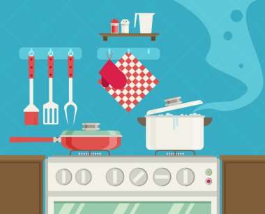 Mutfağın içi, ocağın tavaları, yemek pişirme... 