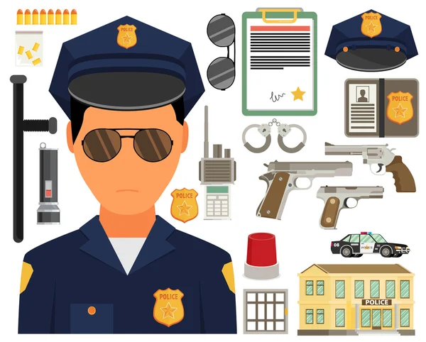 Illustration with policeman — Stock Vector