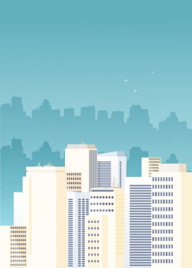 Modern şehir siluetinin vektör illüstrasyonu