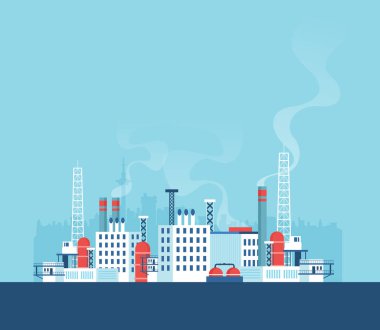 Kirlilik ve enerji santrali olan fabrikanın vektör illüstrasyonu