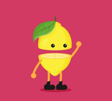 Düz vektör limon meyvesi arkaplanda izole