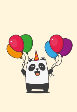 Bayrağı olan panda. Düz biçim tasarımı - vektör