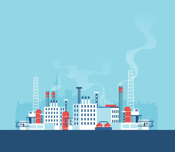 Ilustración Vectorial Fábrica Con Contaminación Central Eléctrica — Vector de stock