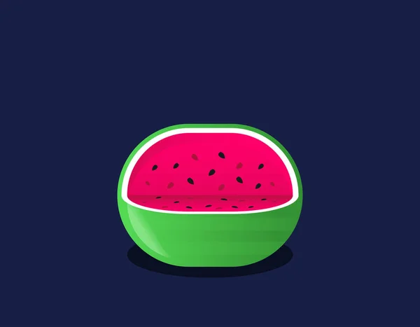 Water Melon Bitten Piece Cartoon Vector Illustration — Stock Vector