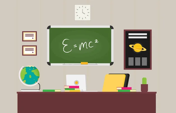 Schoolspullen Een Tafel Klas — Stockvector