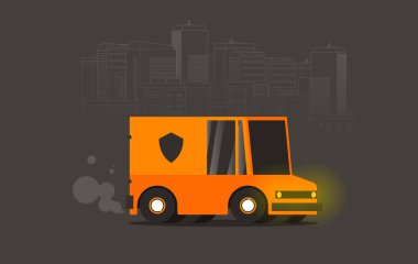 İnşaat simgeleriyle şehir merkezinin vektör illüstrasyonu