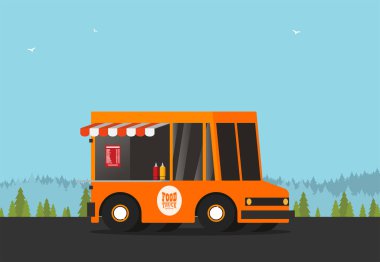 Karavanı olan bir kamyonun vektör çizimi