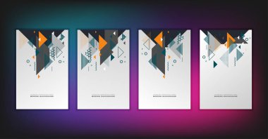 Renkli geometrik elementlerle soyut vektör arkaplanı. Broşür tasarım şablonları