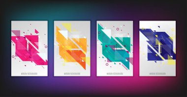 Vektör tasarım kümesini kapsar. Geometrik soyut arkaplan.