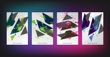 Vektör soyut arkaplan seti. Geometrik şekilli broşür tasarım şablonları.
