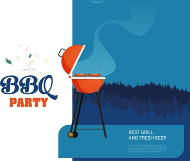 Barbekü. Düz biçim tasarımı - vektör