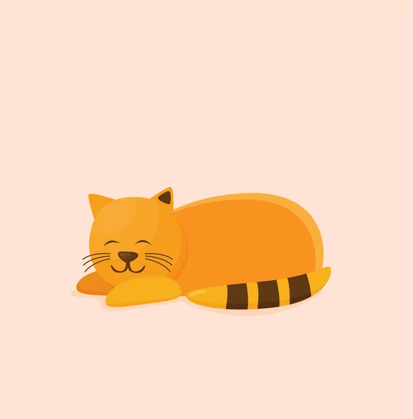 一只熟睡的卡通猫扁平病媒 — 图库矢量图片