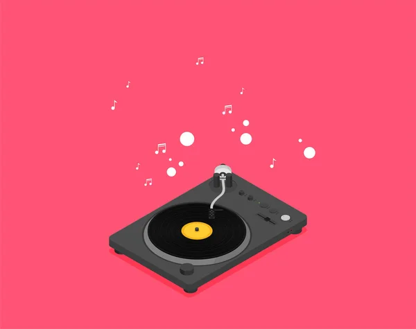 Deck Isometric Flat Vinyl Player — Stock Vector