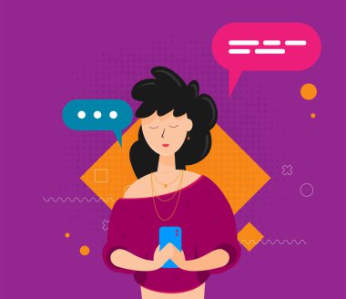 Aletleri olan kız - düz tasarım tarzı karakter