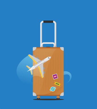 Modern ve gerçekçi bagaj tasarımı. Vektör stok illüstrasyonu.