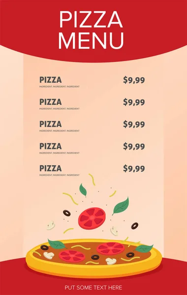 Flat Style Pizza Card Menu Vector Illustration — Stock Vector