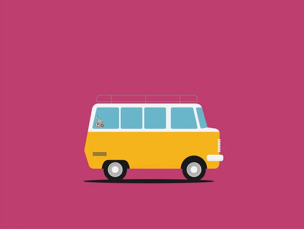 Vektor Illustration Eines Reisewagens Isoliert Auf Farbigem Hintergrund — Stockvektor