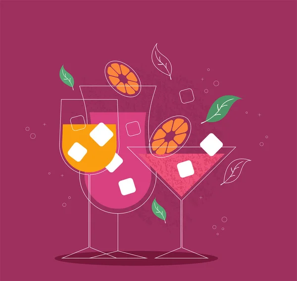 Cocktail Vectoriel Isolé Dans Style Plat — Image vectorielle