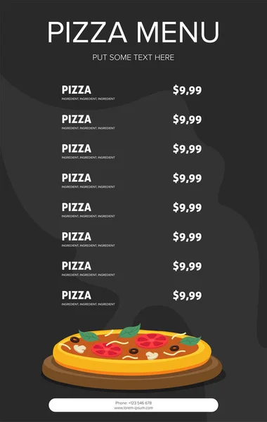 Style Plat Menu Carte Pizza Illustration Vectorielle — Image vectorielle