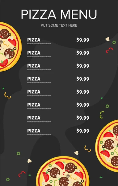 Flacher Stil Pizzakartenmenü Vektorillustration — Stockvektor