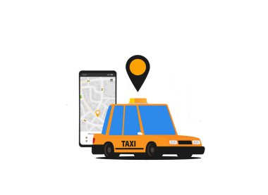 Düz stil ile taksi grafik tasarımı