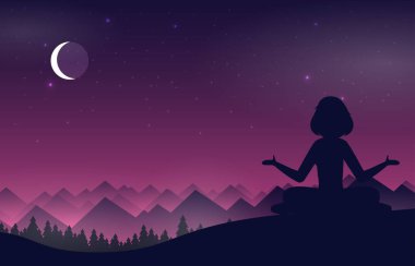 Manzaralı düz vektör pankartı. Arkaplan resimlemesi