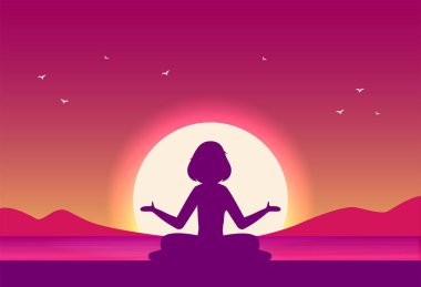 Manzaralı düz vektör pankartı. Arkaplan resimlemesi