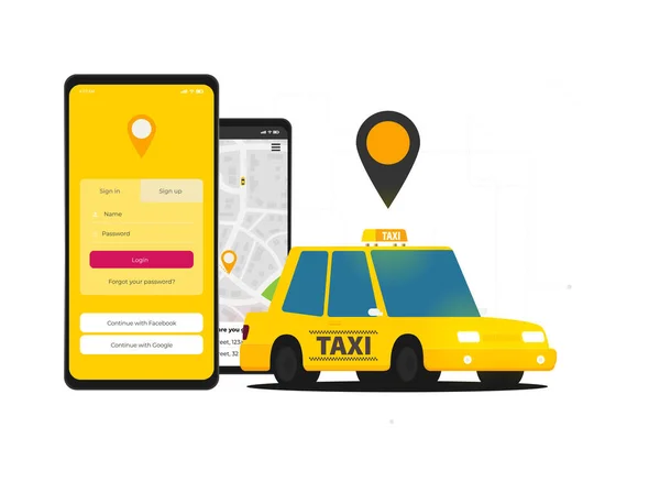 Diseño Gráfico Taxi Estilo Plano — Vector de stock