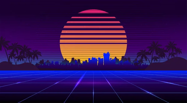 レトロな未来 80年代スタイル Sci Background — ストックベクタ