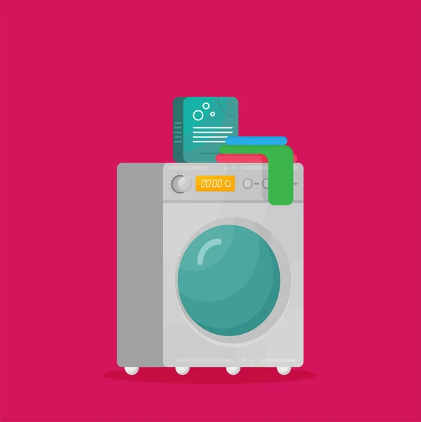 Waschmaschine Flachen Stil Moderne Vektorillustration — Stockvektor