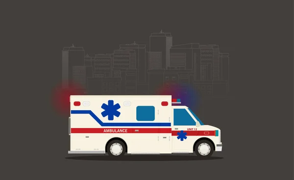 Ambulância Plana Carro Vetor Ilustração Isolado — Vetor de Stock