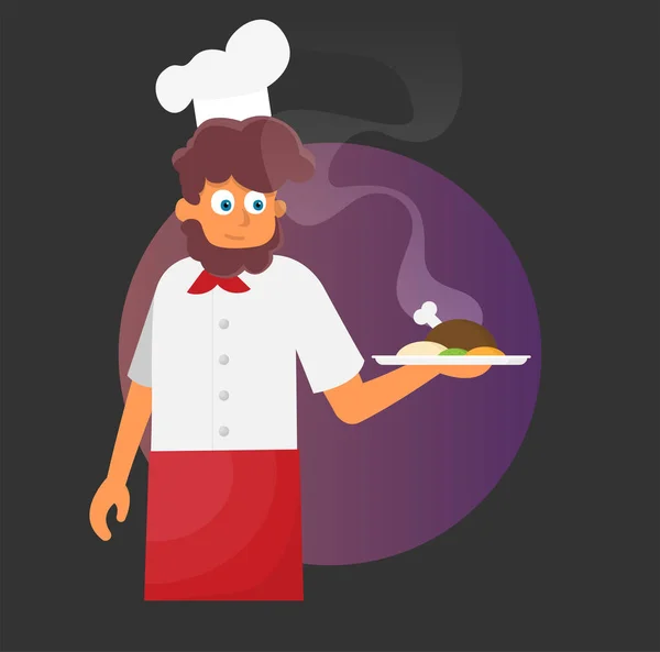 Ilustração Vetorial Chef Projeto Plano —  Vetores de Stock