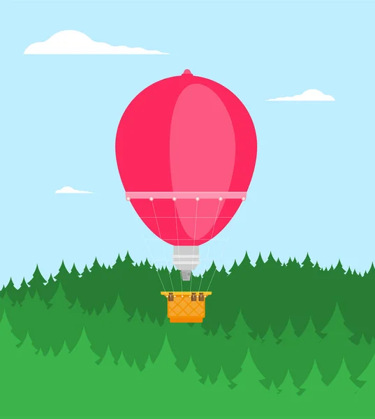 Hot Air Balloon Planning Summer Vacations Tourism Vacation Theme Flat — Stock Vector