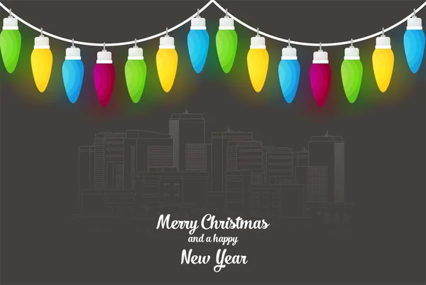 Christmas Card Christmas Light Flat Web Design — Stock Vector