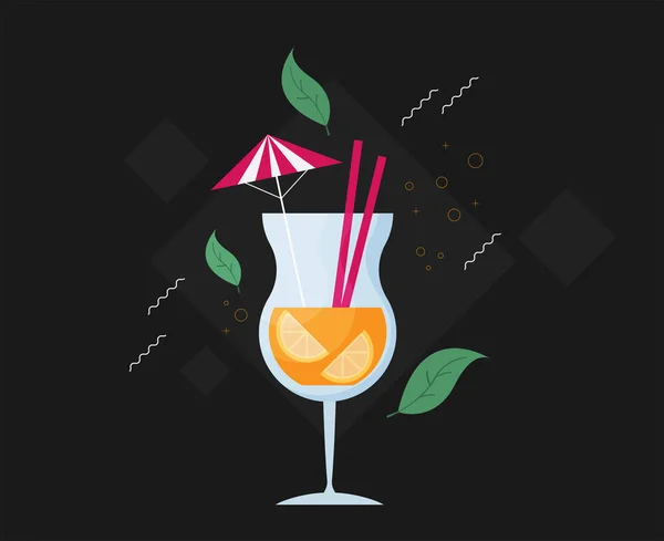 Cocktail Vectoriel Isolé Dans Style Plat — Image vectorielle