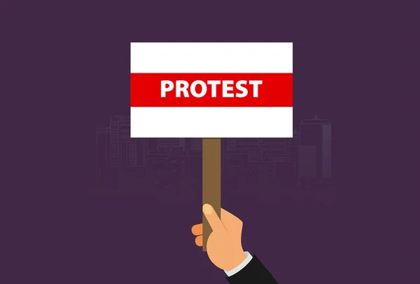 手を握る抗議サインフラットイラスト — ストックベクタ