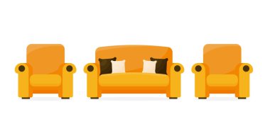 Düz vektör kanepe beyaz arkaplanda izole