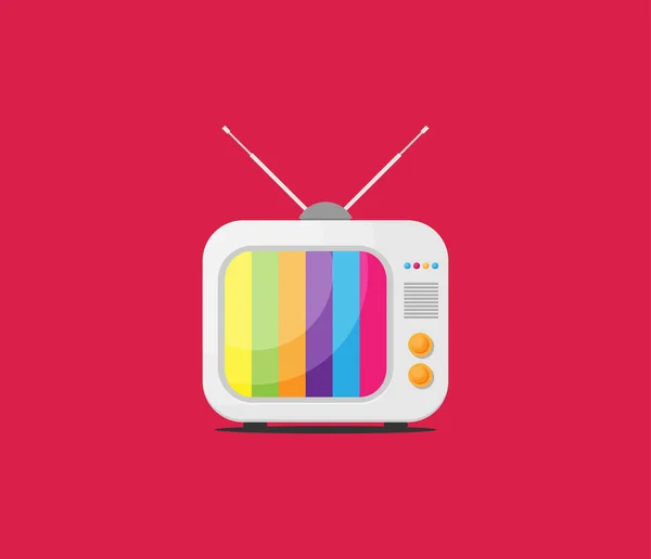Плоский Барвистий Стиль Старий Ретро Телевізор — стоковий вектор