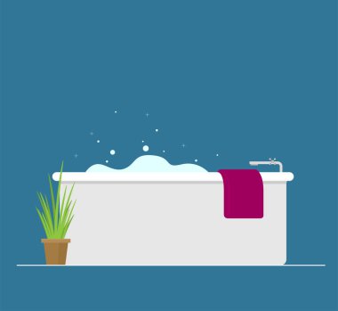 Ağ ve tasarım için düz banyo vektörü