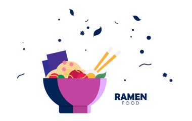 Düz ramen ramen grafik vektör çizimi