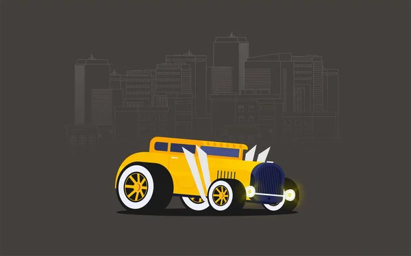 Vector Plano Coche Retro Aislado Fondo Color — Vector de stock