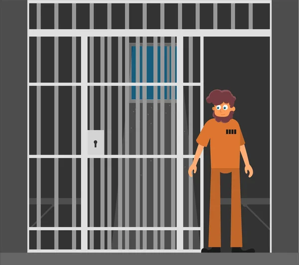 Prisioneiro Ilustração Vetorial Plana Cela Prisão —  Vetores de Stock